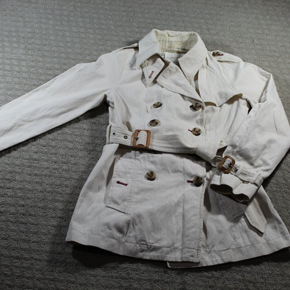 Banana Republic Women's  Size: XS Belted Long Cream Canvas Jacket